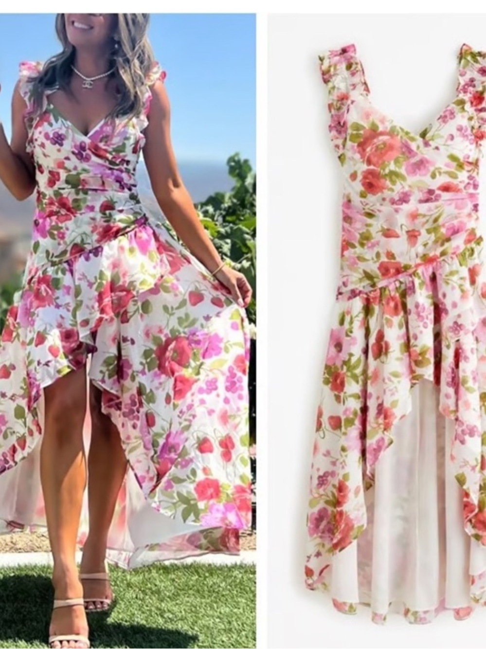 Abercrombie &fitch strawberry floral high low dress size small NWT